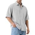 thumbnail image 2 of Dwelliawo Corduroy Shirts for Men Button Down Short Sleeve Shirt Beach Vacation Big and Tall Cotton Button Up Shirts Holiday Tops White 4XL, 2 of 8