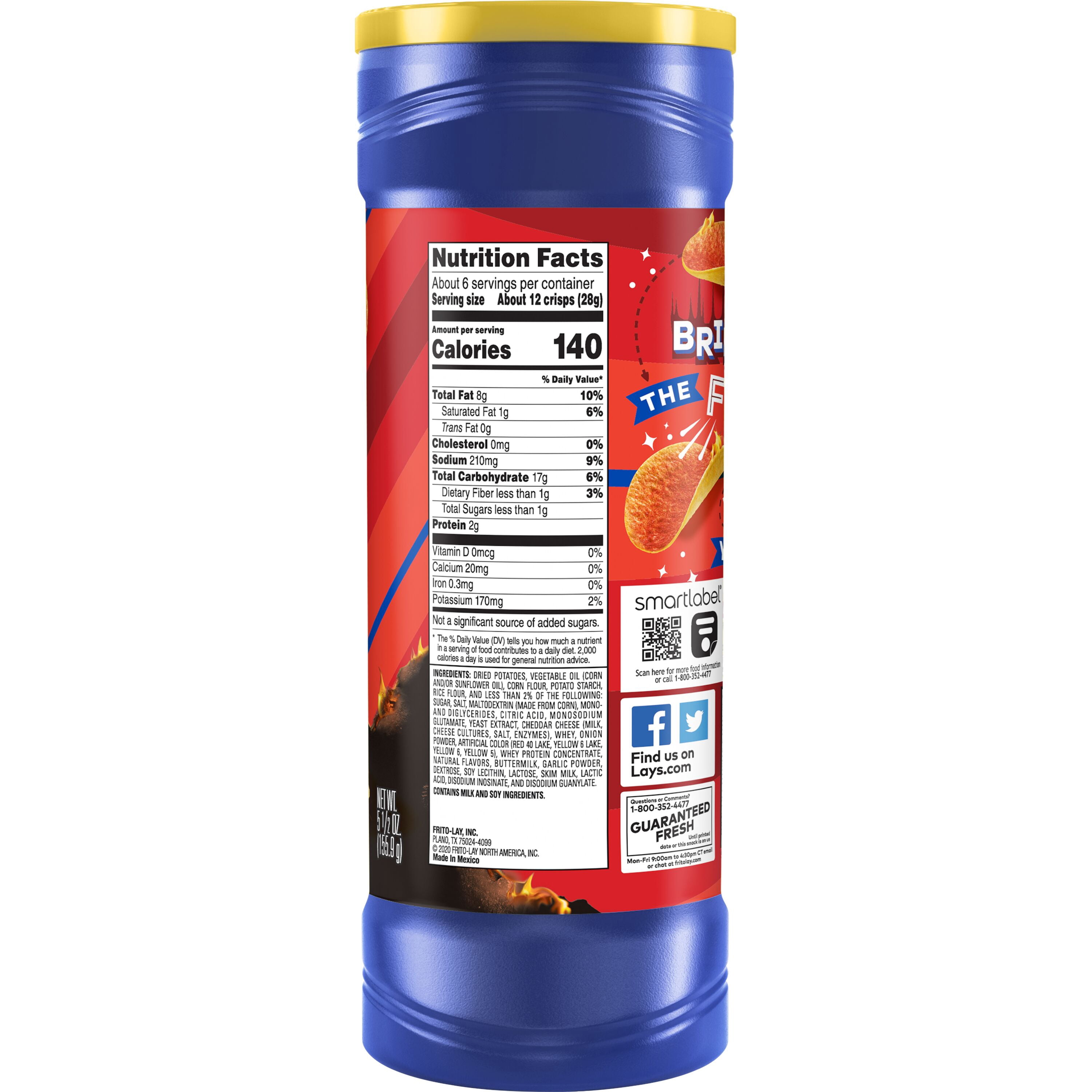 (11 pack) Lay's Stax Potato Crisps Xtra Flamin' Hot Flavor, 5.5 oz