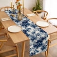 thumbnail image 6 of Blue Tie-dye Cotton Linen Table Runner for Dining Kitchen, Vintage Rustic Abstract Painting Art Wedding Outdoor Party Tablerunners Decoration, Dresser Scarf Coffee Tablecloth Runners 13x108 Inches, 6 of 9