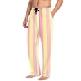 thumbnail image 2 of FORMRS Mens Pajama Pants with Pockets Sleepwear Lounge Bottoms Sizes S-2XL, Pink and Yellow Striped Pattern, 2 of 7