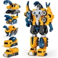 thumbnail image 1 of Set de juguetes robóticos: 5 vehículos de construcción transformables para niños. Juguetes magnéticos STEM para niños de 4 a 6 años. Montaje educativo DIY., 1 of 6
