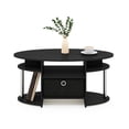 thumbnail image 5 of Furinno JAYA Simple Design Oval Coffee Table with Bin, Americano, Stainless Steel Tubes, 5 of 6