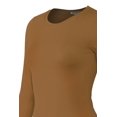 thumbnail image 3 of Bozzolo Women's RT1200 Basic Round Neck Long Sleeve T Shirt Top Mocha S, 3 of 3