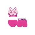 thumbnail image 2 of Mufeng Kids Girls 3 Piece Swimsuit Tankini Set Printed Beach Sports Bathing Suit Rose Red 10, 2 of 7