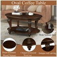 thumbnail image 4 of Royard Oaktree Vintage Oval Coffee Table, Wood Centre Table with Open Shelf & Elegant Carvings, 4 of 7