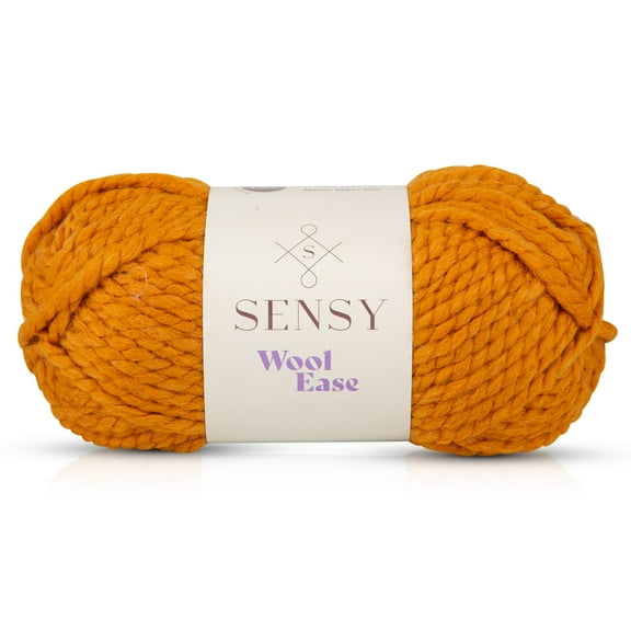Sensy Wool Ease Yarn, 3.5 oz, 66 Yards, Gauge 6 Super Bulky (Mustard)