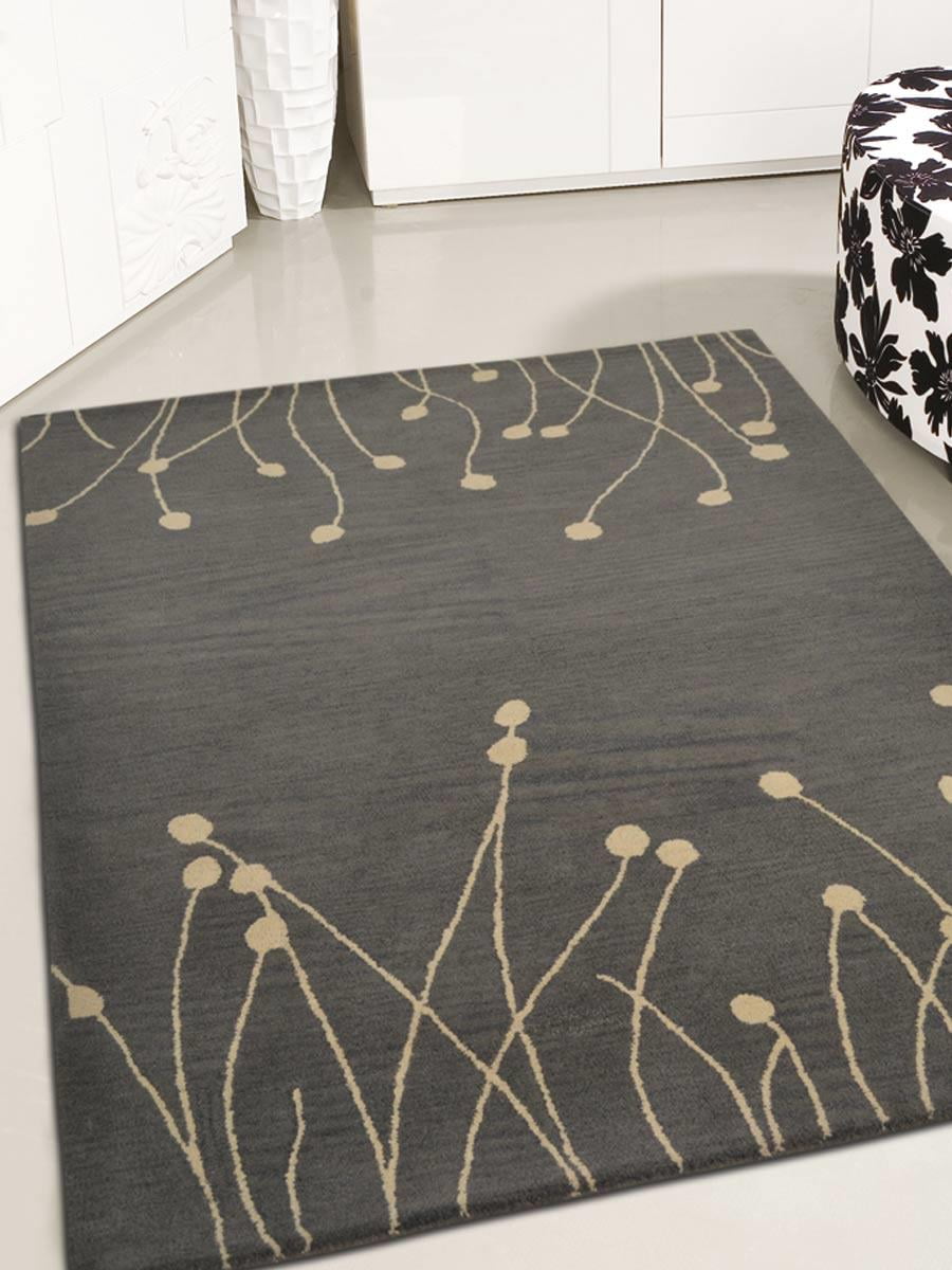 Rugsotic Carpets Hand Tufted Wool 8'x10' Area Rug Floral Gray White