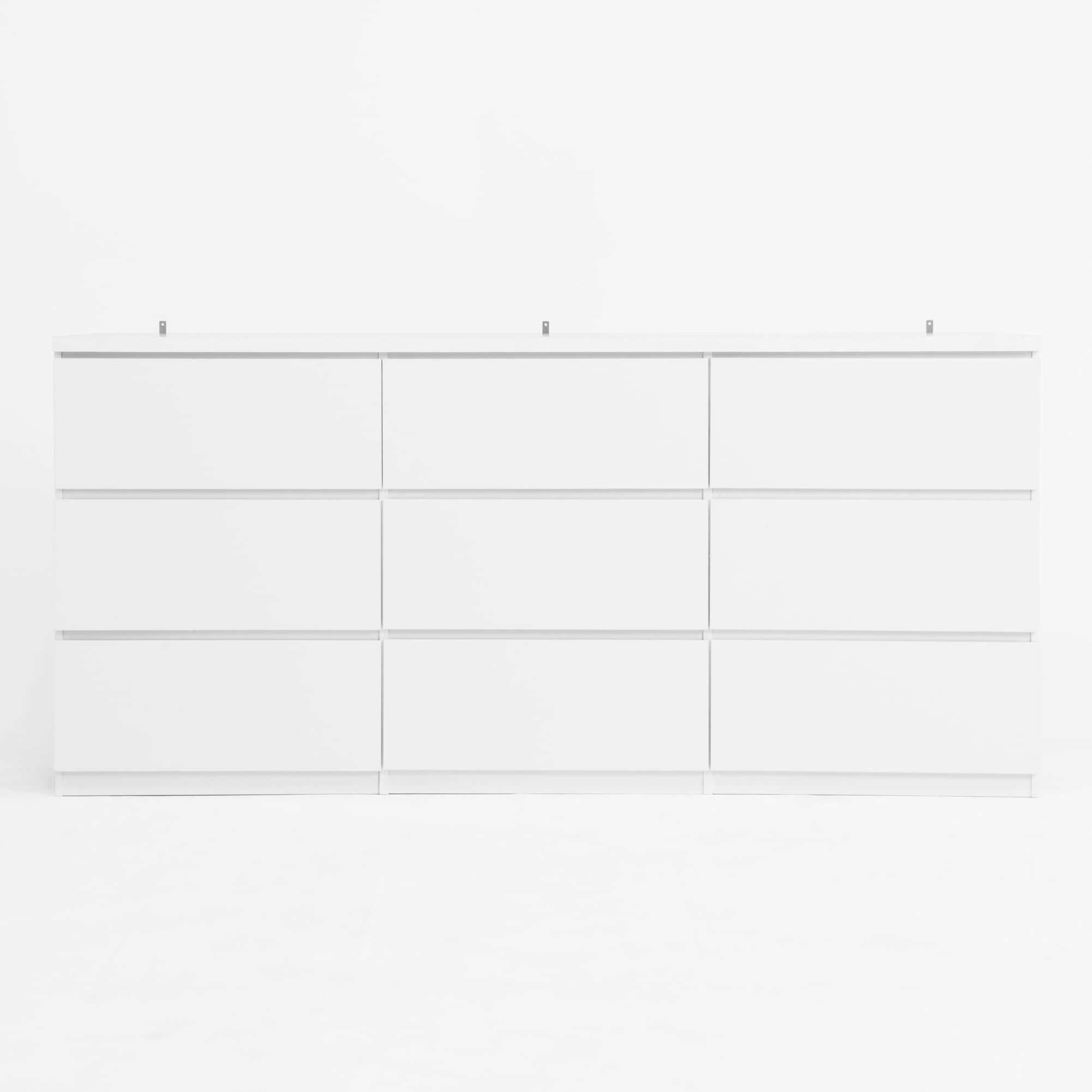 Noble House 9-Drawer Dresser, Modern Storage Chest with Handleless Design, White
