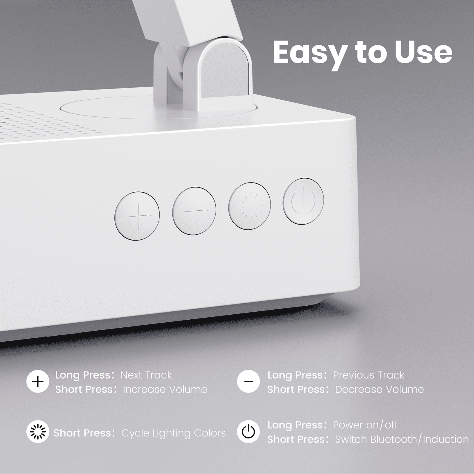 Wireless Induction Audio Bluetooth Speaker, Cell Phone Stand with Wireless Bluetooth Speaker, Unique Gifts for Men/Women, Adjustable Phone Holder with Colorful Ambient Light for iPhone/iPad