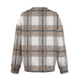 thumbnail image 5 of CHZAYXI Plaid Sweatshirts for Women Pullover Fall Loose Casual Long Sleeve V Neck Lightweight Fleece Lined Flannel Sweat Shirts Daily Cute Clothing(Khaki,L), 5 of 5