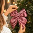 thumbnail image 4 of Christmas Stripe Wreath Bows, Large Sequin Striped Bow Wreath Decor, 34cm Sparkly Glitter Bow Ornament, for Front Door Party Yard Doorway Indoor Outdoor Wall Decoration, 4 of 6