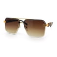 thumbnail image 4 of Mens Euro Mafia Mob Rimless Bevel Lens Oversize Racer Sunglasses [Gold Brown - Brown], 4 of 8