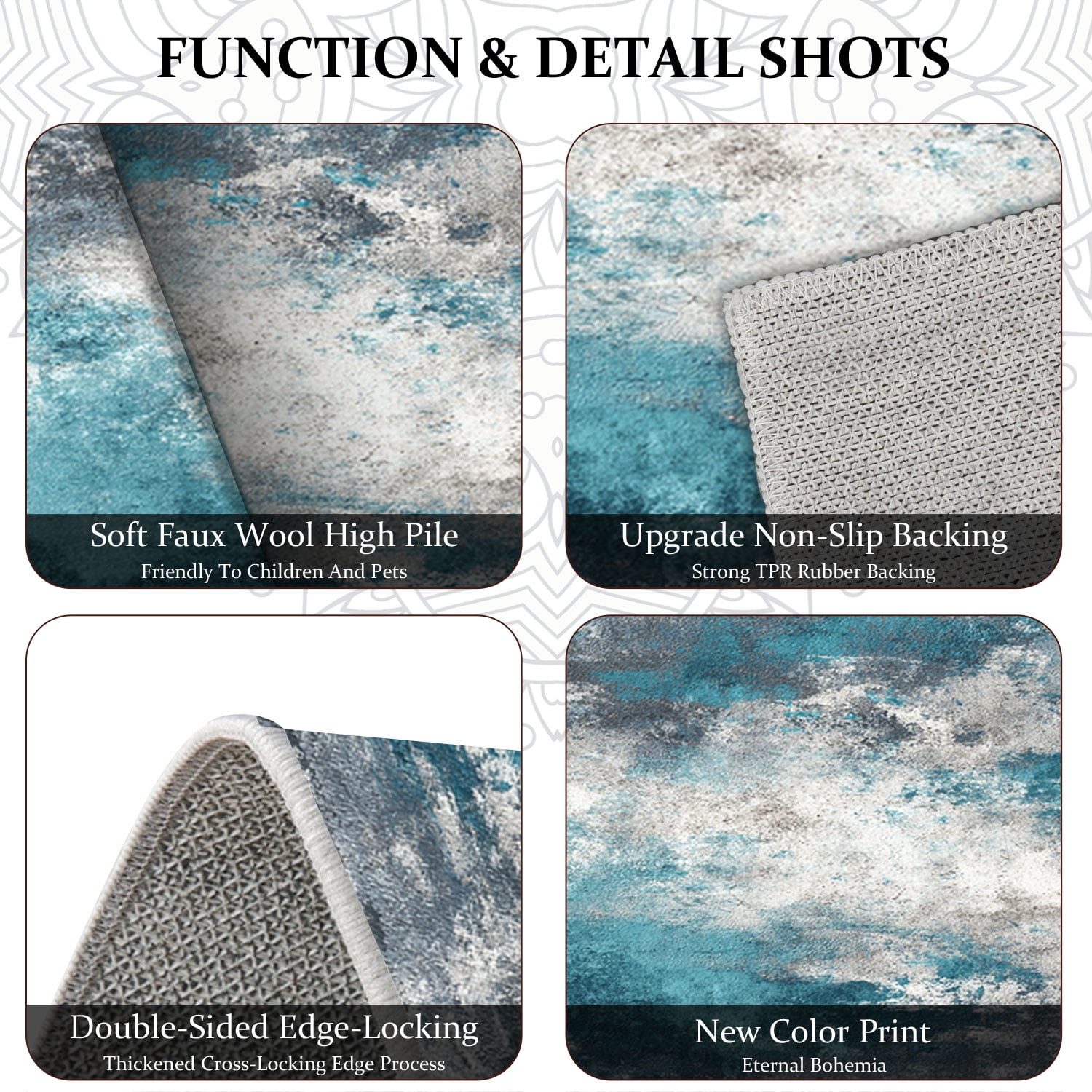3 Piece Kitchen Rug Set, Non-Slip And Washable, Abstract Pattern Kitchen Hallway Rug, Soft And Comfortable, Suitable For Sinks, Floors, Entrances, Hallways and Bathrooms