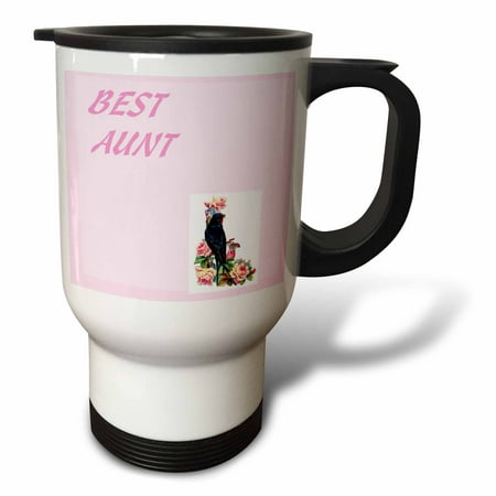 3dRose Pink Best Aunt, Travel Mug, 14oz, Stainless