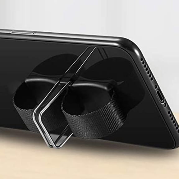 ifundom 3-Pack Black Adjustable Phone Grip Straps with Finger Holder and Kickstand for Smartphones