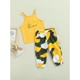 thumbnail image 3 of Blotona Toddler Kids Girls 2 Pieces Outfit Sleeveless Letter Print Sling Tank Tops + Camouflage Trousers Summer Set, 3 of 9