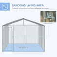 thumbnail image 3 of PawHut 10' x 10' x 6' Outdoor Chain Link Box Kennel Dog House with Cover, 3 of 9