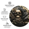 thumbnail image 4 of Pofeuu Gold Rose Skull Print Leather Coasters Set of 6, Round Cups Mugs Mat Pad for Home Kitchen Heat Resistant Drink Coasters,Round Shape, 4 of 7