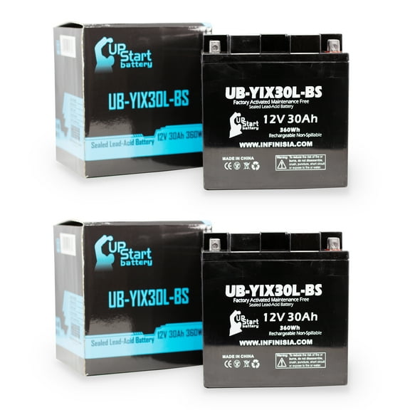 2-Pack UB-YIX30L-BS Battery Replacement for 2012 Polaris Ranger 800 CC UTV - Factory Activated, Maintenance Free, Motorcycle Battery - 12V, 30AH, UpStart Battery Brand