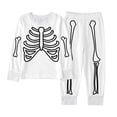 thumbnail image 3 of Yuncity Girls Pajamas Halloween Printed Hand Drawn Long Sleeve Sleepwear Loungewear 2 Piece Outfit For Daily Lounging Size 3-4 Years White, 3 of 8
