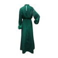 thumbnail image 4 of Spring Sale 2024！Hontri Spring Dresses for Women 2024 Women's Mock Neck Satin Dress Elegant Long Sleeve Elastic High Waist Formal Wedding Cocktail Party Maxi Dresses Womens Dresses Green,L, 4 of 5