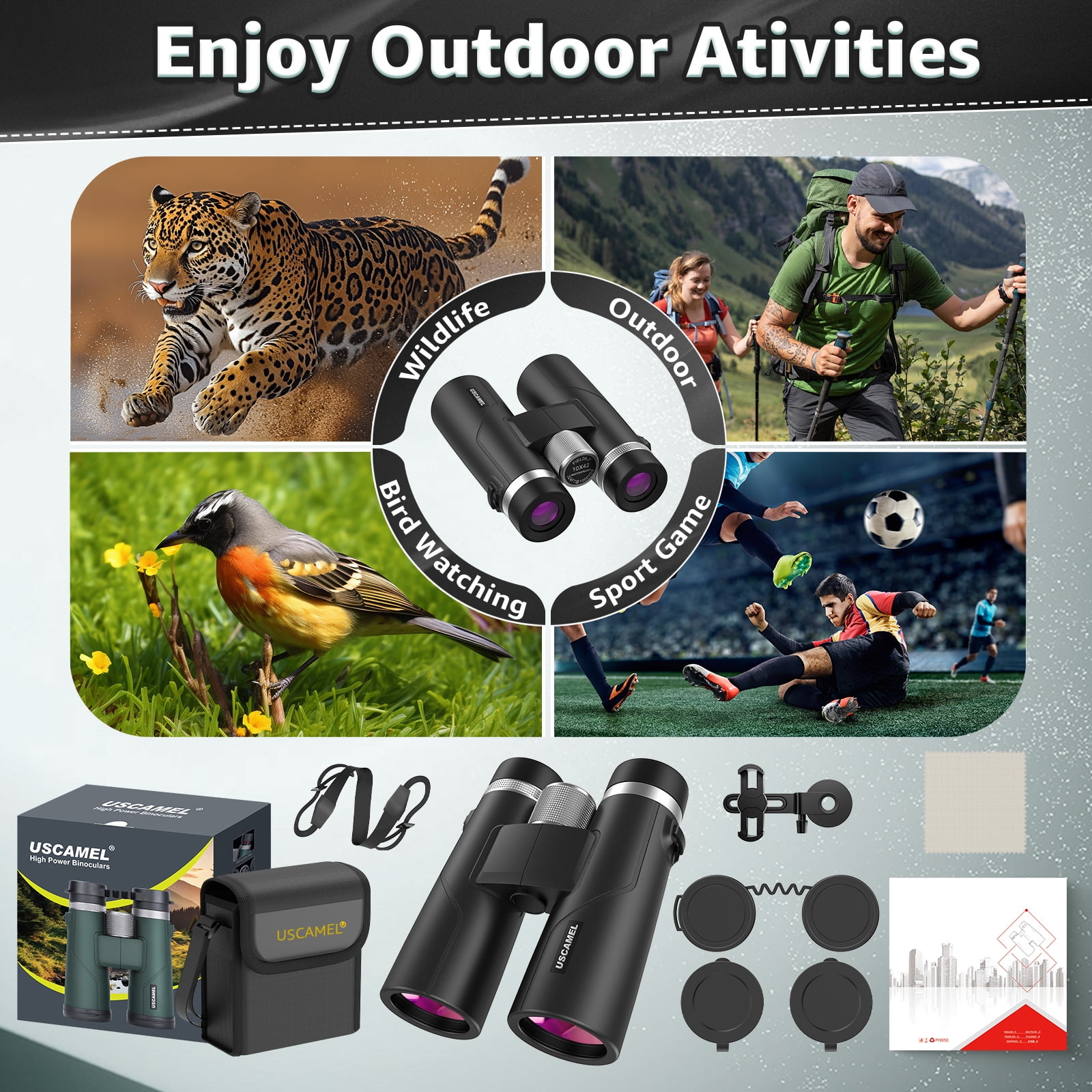 BEBANG 10x42 Binoculars for Adults, BAK4 Prism, FMC, Nitrogen-Filled Waterproof, HD Binoculars for Bird Watching Hunting Travel Camping