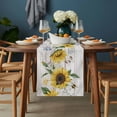 thumbnail image 2 of Sunflower Table Runner - 48 Inch Long, Kitchen Dining Table Runner Dresser Scarves, Botanical Flowers Floral Bee Butterfly Wooden Farmhouse Decor for Coffee Tables Wedding Party Banquet, 2 of 8
