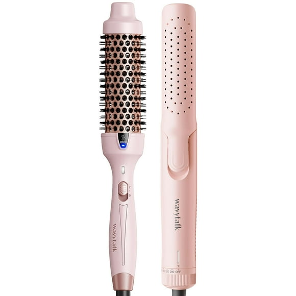 Wavytalk Thermal Brush, 1 1/2 Inch Ionic Heated Round Brush and Wavytalk 1 Inch Curling Iron, Airflow Styler with 360° Cooling Air