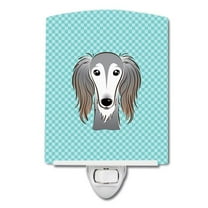 Caroline's Treasures BB1167CNL Checkerboard Blue Saluki Ceramic Night Light, 6x4x3", multicolor