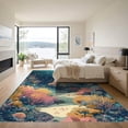 thumbnail image 3 of ODIKA 8'x10' Machine Washable Non-Slip Area Rug, Watercolor Teal High Traffic Rug with Pad, Blue, 1057588, 3 of 8