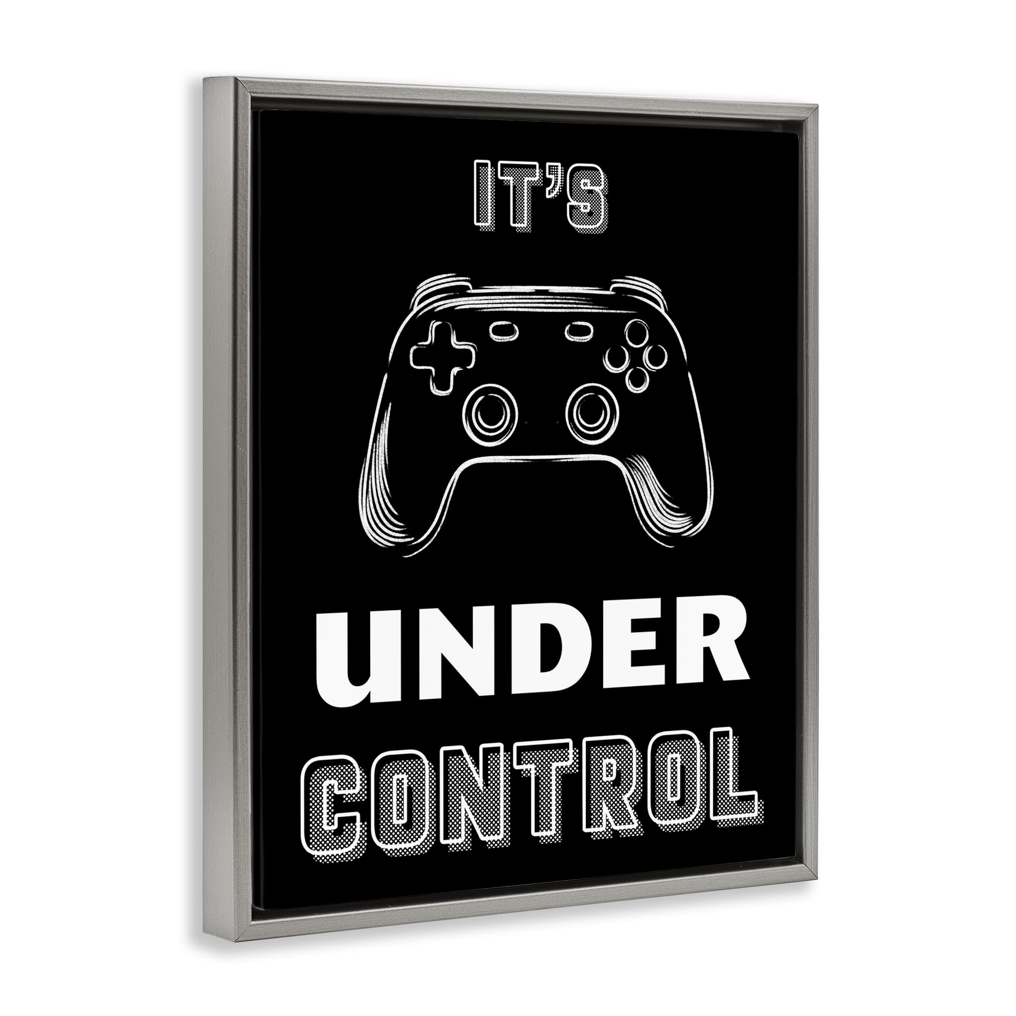 Stupell Industries Under Control Gamer Gray Framed Floater Canvas Wall Art, design by Marcus Prime