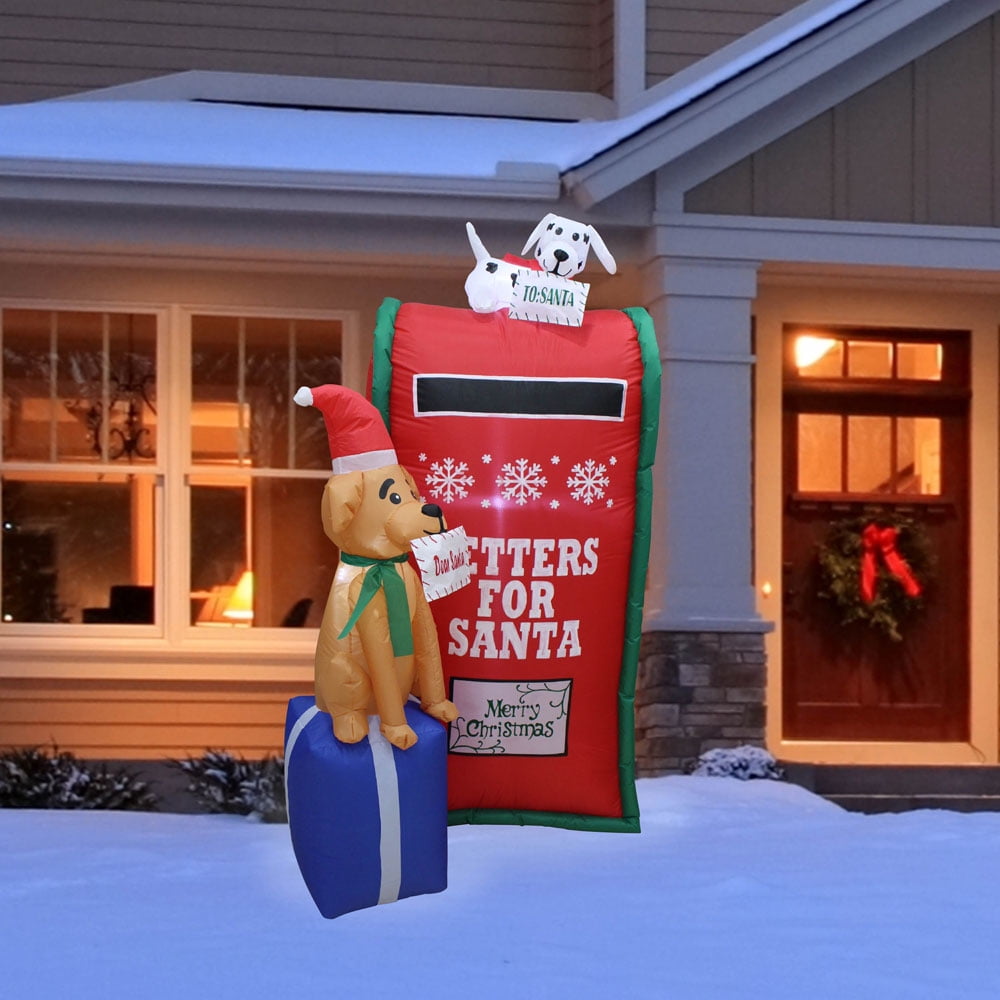 Impact Lighted Mailbox with Dog Yard Inflatable, 72"