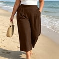 thumbnail image 7 of Khunlpohl Womens Capri Pants Plus Size Wide Legs Palazzo Elastic High Waist Pant Casual Baggy Plain Capris Trousers with Pockets, 7 of 7