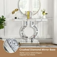 thumbnail image 4 of GA Home Silver Mirrored Console Table with Crushed Diamond Inlay, 39.4'' Long Glass Entryway Sofa Table, O-Shaped Base Modern Accent Narrow Table for Living Room, Hallway, Foyer, Entrance, 4 of 7