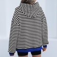 thumbnail image 4 of Jinhomg Womens Trendy Striped Sweatshirts Oversized Comfy Drawstring Hooded Pullover Fall Winter Casual Loose Long Sleeve Kangaroo Pocket Tops Summer Saving Black S, 4 of 9