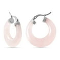 thumbnail image 4 of Rose Quartz Hoop Earrings for Women Jewelry Stainless Steel Clip on Clasp Valentines Day Women Birthday Christmas Gifts, 4 of 5