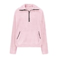 thumbnail image 4 of Womens Sherpa Fleece Fuzzy Sweatshirt Quarter Zip Long Sleeve Fluffy Soft Sweaters Winter Pullover with Pockets, 4 of 6