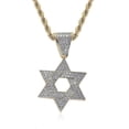 thumbnail image 1 of Collar con colgante de estrella de David Yashi hexagonal circonita cúbica micropavé hip hop personalizado para hombre, 1 of 5