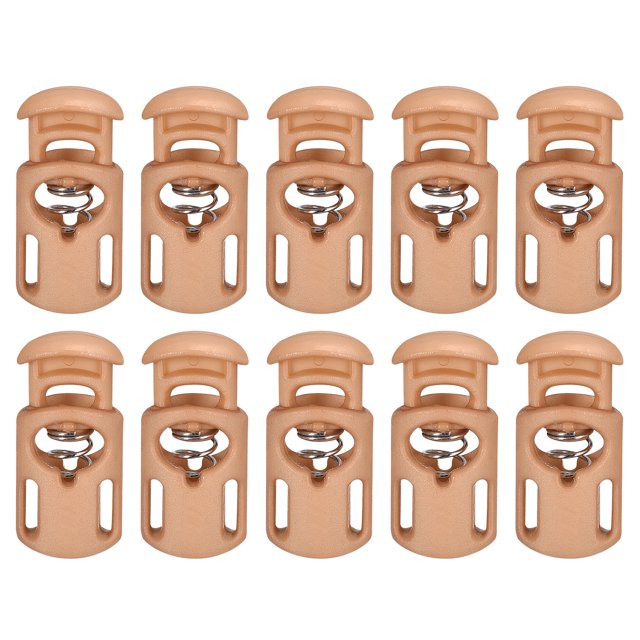 Unique Bargains 30Pack 5.5x3mm Cord Lock Plastic Single Hole Spring Toggle Stoppers, Coffee