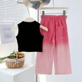 thumbnail image 5 of Ugoldhm Girls 2-Piece Trendy Outfit, Bow Tank Top & Ombre Wide Leg Jeans, Comfortable Matching Set for 3 to 13 Years Old, 5 of 6