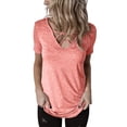 thumbnail image 1 of Posijego Hauts pour Femmes Col en V Croisé Manches Courtes T-Shirts pour Femmes Été Basique Tee Sorties, 1 of 7
