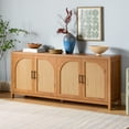 thumbnail image 4 of Walker Edison Modern 2-Shelf 70" Sideboard with Reeded Arch Detailing, English Oak, 4 of 22