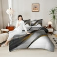 thumbnail image 4 of Feelyou Grey Orange Stripes Bedding Comforter Set for Adult, Chic Abstract Ombre Twin Comforter Sets, Modern Geometric Reversible Bedding Set, Lightweight Room Decor, 2-Piece, 4 of 8