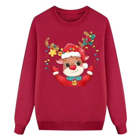 

Mzoazpie Toddler Christmas Matching Family Pajamas Elk Graphic Sweatshirt Tops Size 2-3 Years
