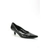 Pre-owned|Salvatore Ferragamo Womens Leather Pointed Toe Kitten Heels Black Size 9.5