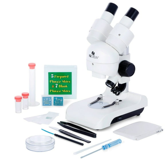 30X Deluxe All-In-One Portable Stereo Microscope with LED Dual-Illumination and Accessory Kit