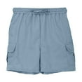 thumbnail image 3 of XIMIN Kids Boys Girls Cargo Shorts School Uniform Shorts with Pockets Loose Casual Solid Drawstring Long Bermuda Shorts Knee Length Wide Leg Jogger Summer Short Pants, 3 of 6