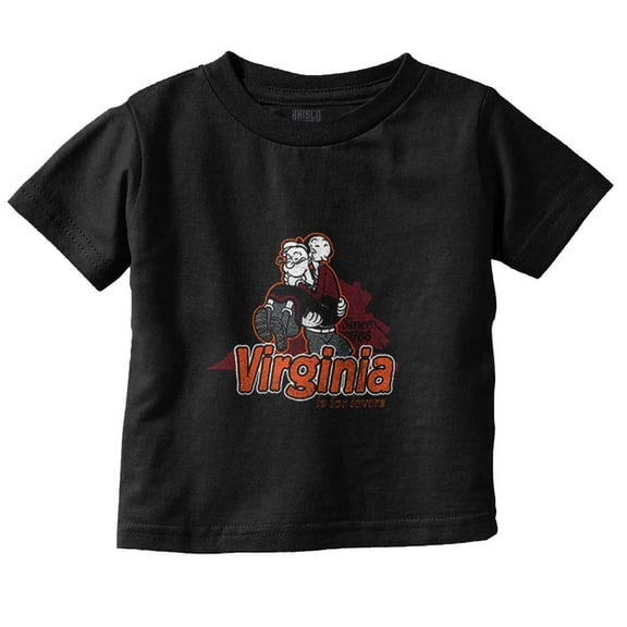 Popeye Virginia is For Lovers Cartoon Toddler Boy Girl T Shirt Infant Toddler Brisco Brands 6M
