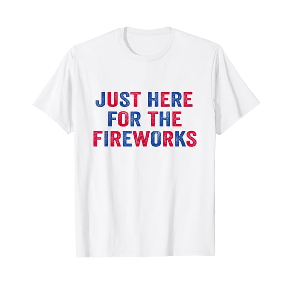 just here for the fireworks 4th of july couple Men Women T-Shirt