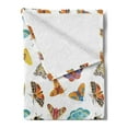 thumbnail image 2 of Butterflies Soft Flannel Fleece Throw Blanket, Assortment of Colorful Beetles and Moths Flying Creatures Insects Tropical, Cozy Plush for Indoor and Outdoor Use, 60" x 80", Multicolor, by Ambesonne, 2 of 5